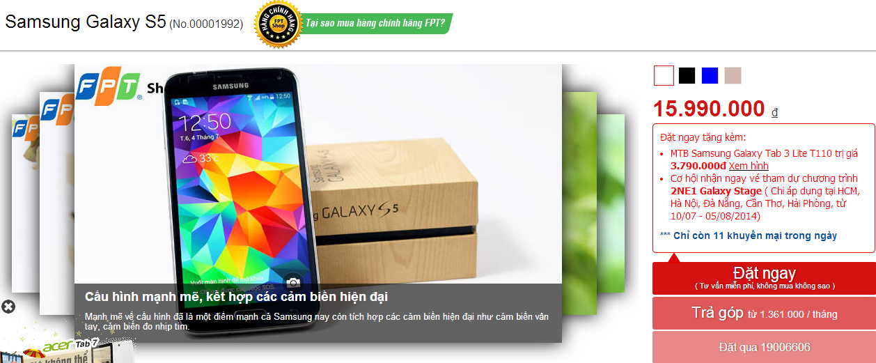 Địa chỉ mua Galaxy S5 chính hãng